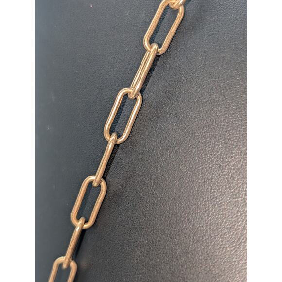 Gold Tone Clam Shell Faux Pearl Paper Clip Long Chain 28.25"-31.25" Necklace - Picture 4 of 7